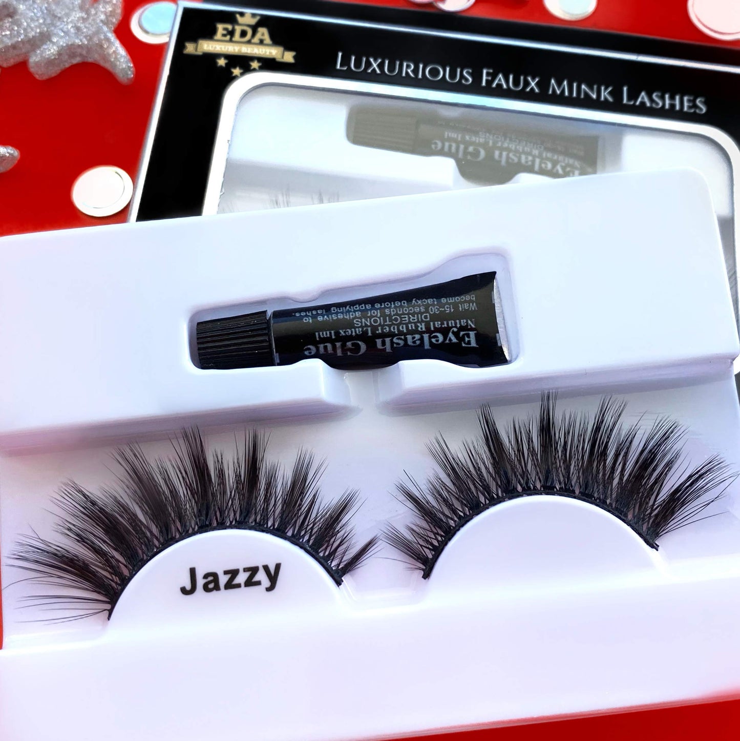EDA LUXURY BEAUTY JAZZY 3D Faux Mink False Lashes | Full Dramatic Volume | Extra Long Length | Eyelash Extensions | Intense Layered Spiky Cat Eye