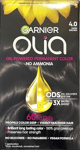 Garnier Olia Ammonia Free Hair Color [4.0] Dark Brown 1 ea (Pack of 4)