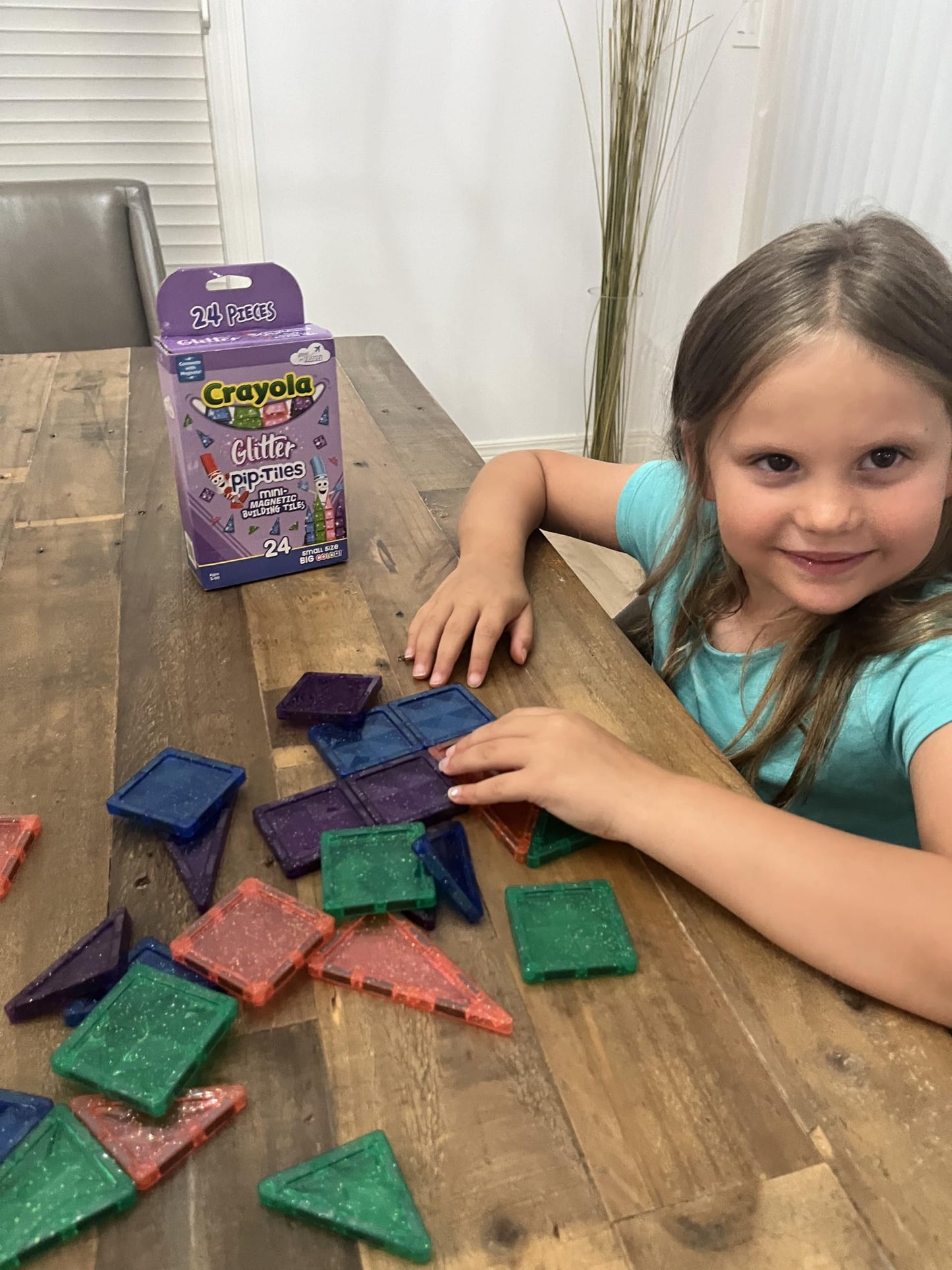 CreateOn Crayola Mini Magnetic PIP-Tiles 24pc Set (Glitter) – STEM Travel Building Toys for Kids Ages 3+, Boys & Girls