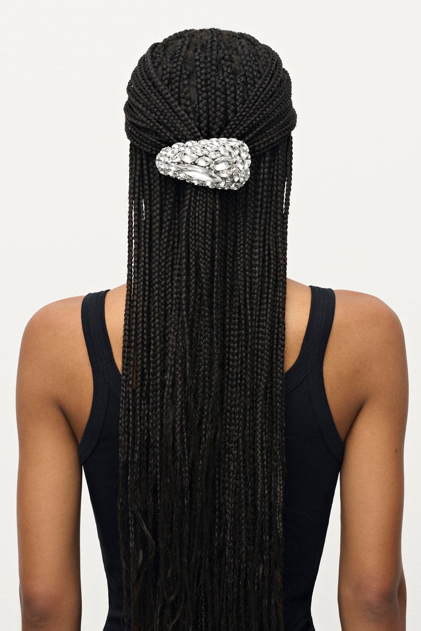 AREA, Large Crystal Cluster Triangle Hairclip, O/S, Clear Crystal/Silver