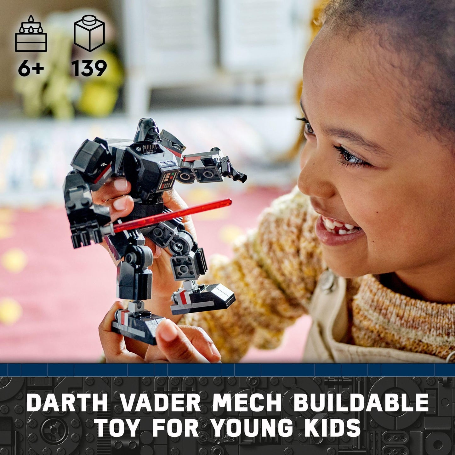 LEGO Star Wars Darth Vader Mech 75368 – Buildable Action Figure with Lightsaber & Minifigure, Collectible Star Wars Toy for Kids 6+