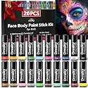 Dmsky 20 Packs Eye Black Sports Stick for Football, Baseball, Softball-Anti-Glare Face Body Paint Stick Kit,Water-Proof Eye Sports Paint Sticks,20