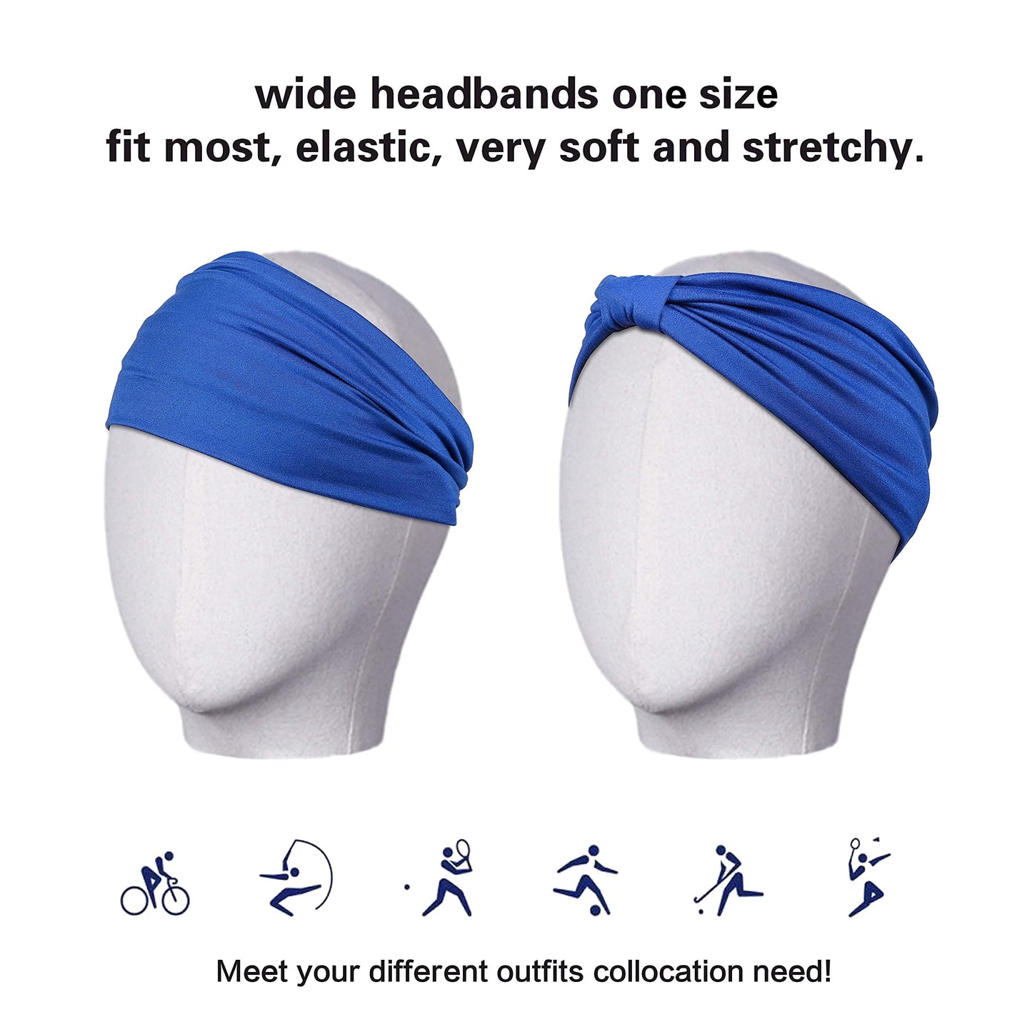 GiLi 6 Pack Wide Headbands for Women Non Slip Soft Elastic Hair Bands Yoga Running Sports Workout Gym Head Wraps, Knotted Cotton Cloth African Turbans Beauty and Personal Care GiLi