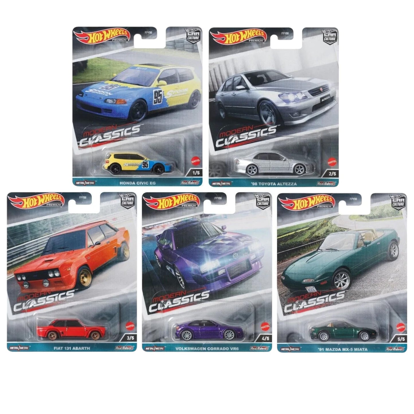 Hot Wheels Car Culture 2023 Modern Classics Complete Set of 5 Diecast Vehicles from FPY86-959E Release Bundle