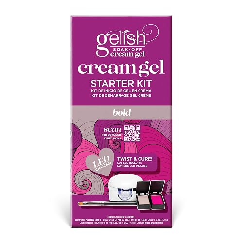 Gelish Cream Gel Soak-Off Solid Gel Polish with Brush Bundle - Bold Starter Kit Beauty & Personal Care Gelish
