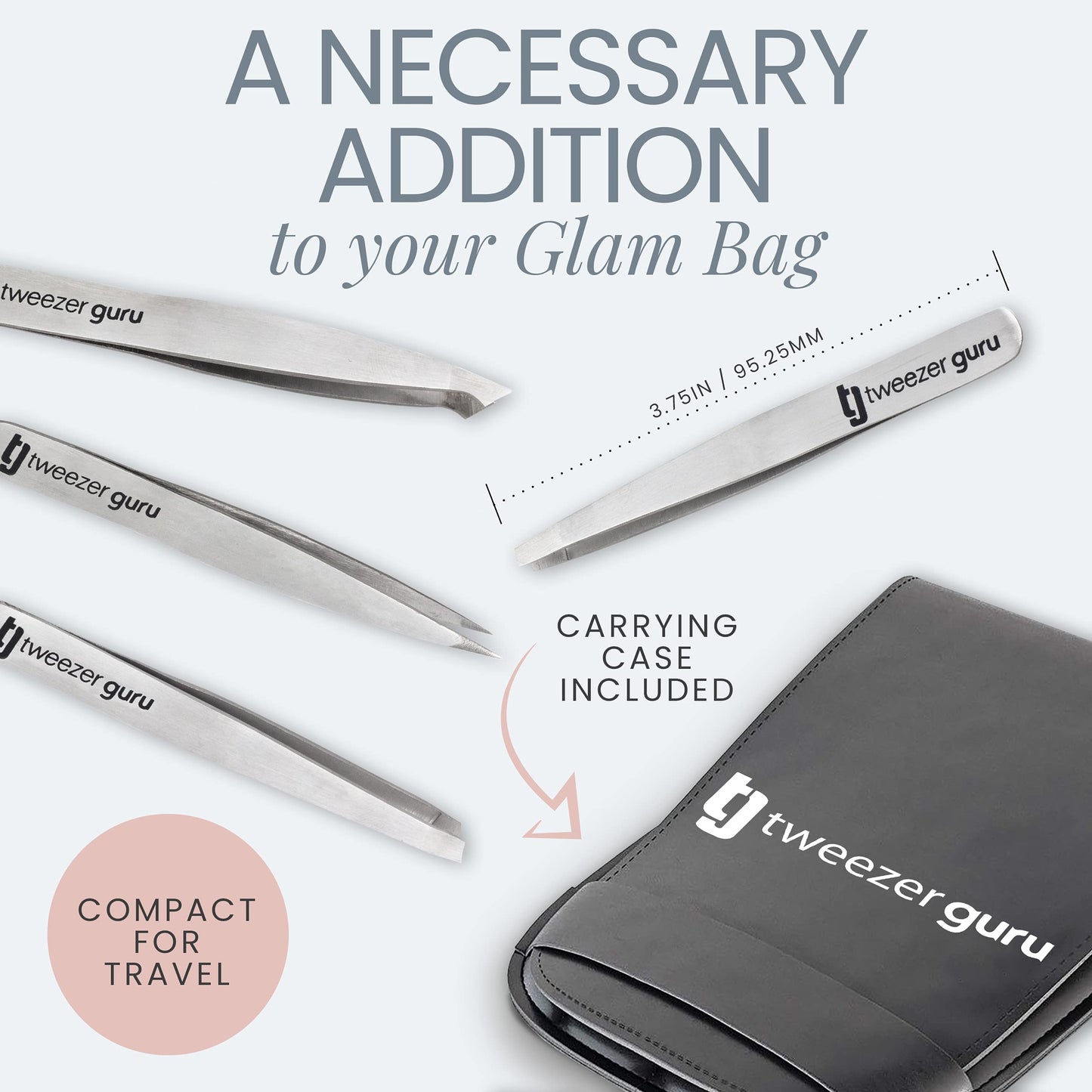 Tweezer Guru Eyebrow Tweezer Set for Women & Men - Professional Slant and Pointed Tweezers Set with Case - Precision Tweezers Kit for Facial Hair