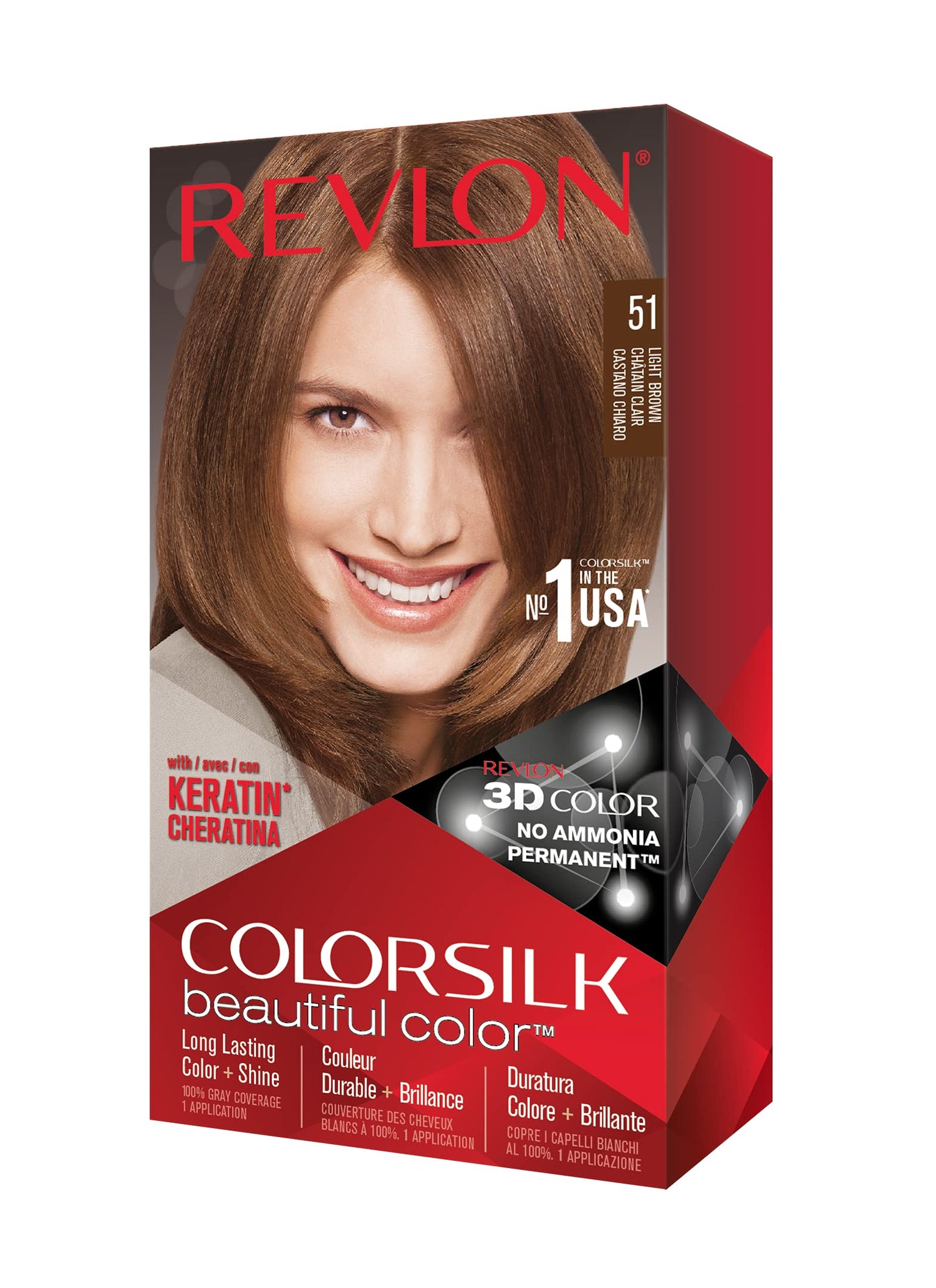 Revlon ColorSilk Hair Color, 51 Light Brown 1 ea