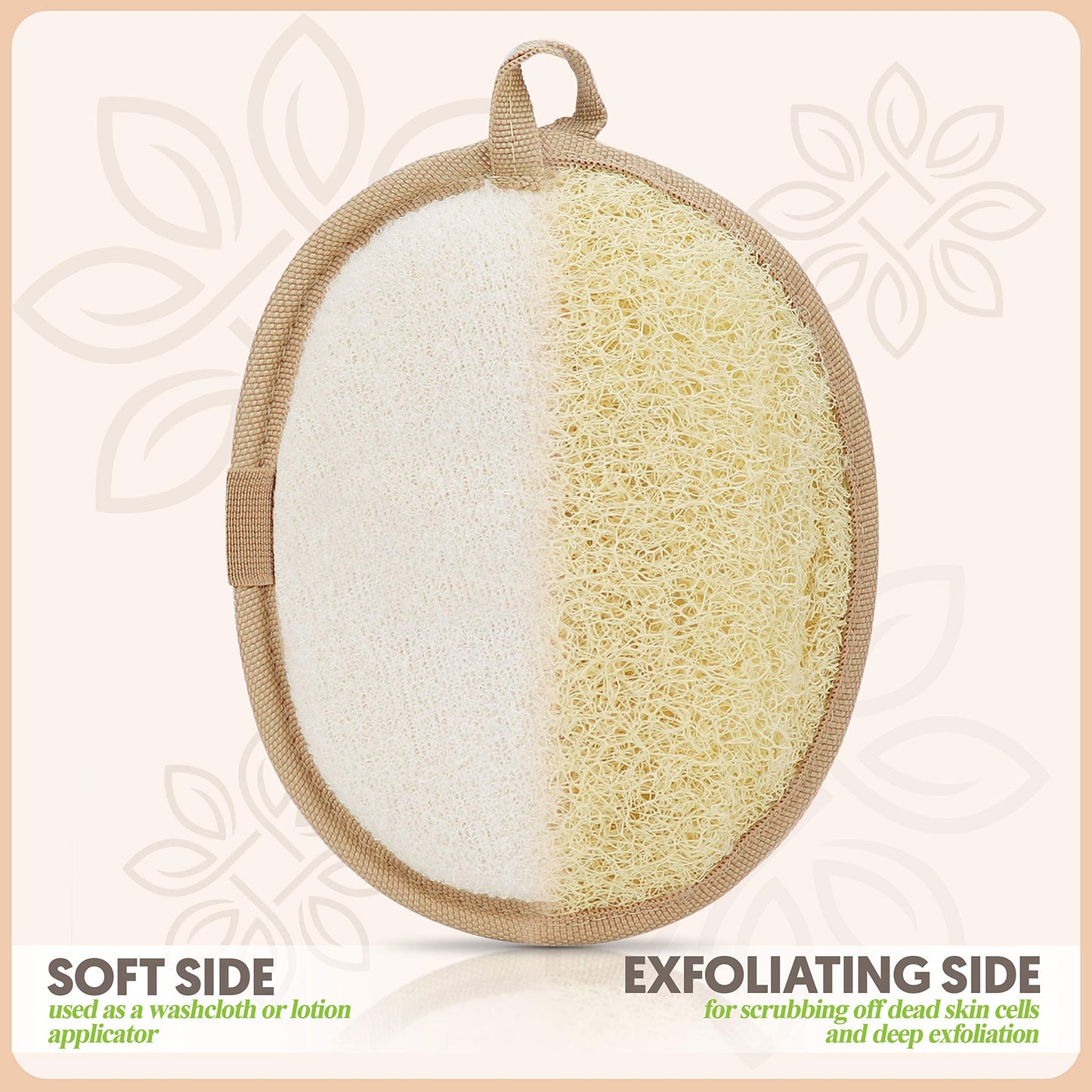 Almooni Natural Loofah Exfoliating Body Scrubber, Made with Natural Egyptian Shower Loofah Sponge, Bath Shower Loofah Sponge for Women and Men,