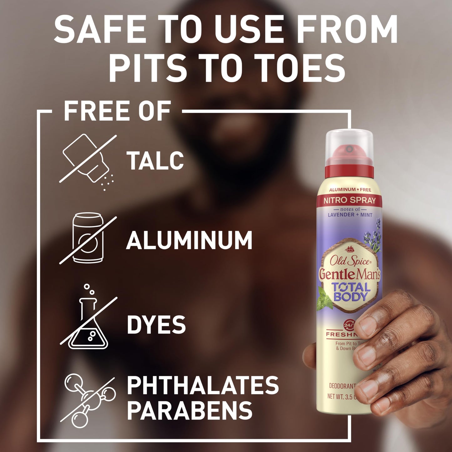 Old Spice Whole Body Deodorant Spray for Men, Aluminum Free, Lavender + Mint Scent, 24/7 Odor Protection, 24/7 Lasting Freshness, Dermatologist Tested, Gentle on Skin, Safe to Use All Over, 3.5 oz