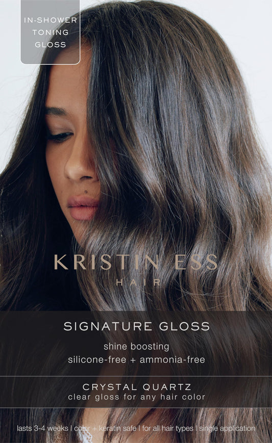 Kristin Ess Hair Crystal Quartz Clear Hair Gloss for All Hair Types + Colors - Anti Brass Treatment for Women - Shine Boosting + Deep Conditioning