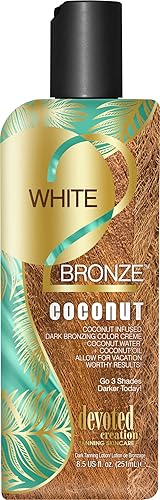 Devoted Creations White 2 Bronze Coconut - Color Enhancing Dark Bronzing Tanning Lotion with Coconut Water & Coconut Oil 8.5 oz.