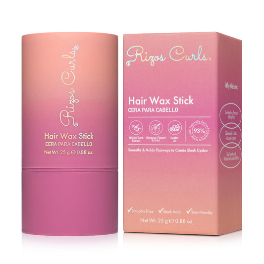 Rizos Curls Hair Wax Stick - Tames Flyaways & Smooths Edges with Castor Oil for Sleek Style - Adds Shine & Frizz Control for Every Hair Type Straight