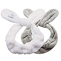 Dofash 2Pcs A Cute Bunny Ears Face Wash Headband, Skincare Makeup Headband, Beauty Lovely Spa Headbands With Delicate Bag For Girls And Woman, White