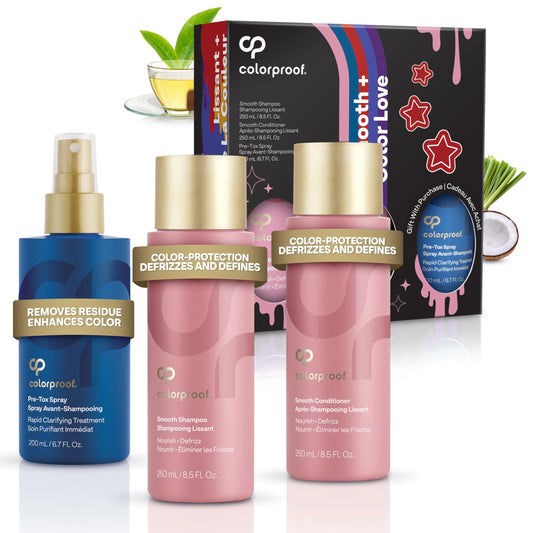 Colorproof Smooth Gift Set - Smooth Shampoo and Conditioner (8.5 Fl. Oz.) with Pre-Tox Spray (6.7 Fl. Oz.) - Color Safe Shampoo and Conditioner Set Beauty & Personal Care ColorProof