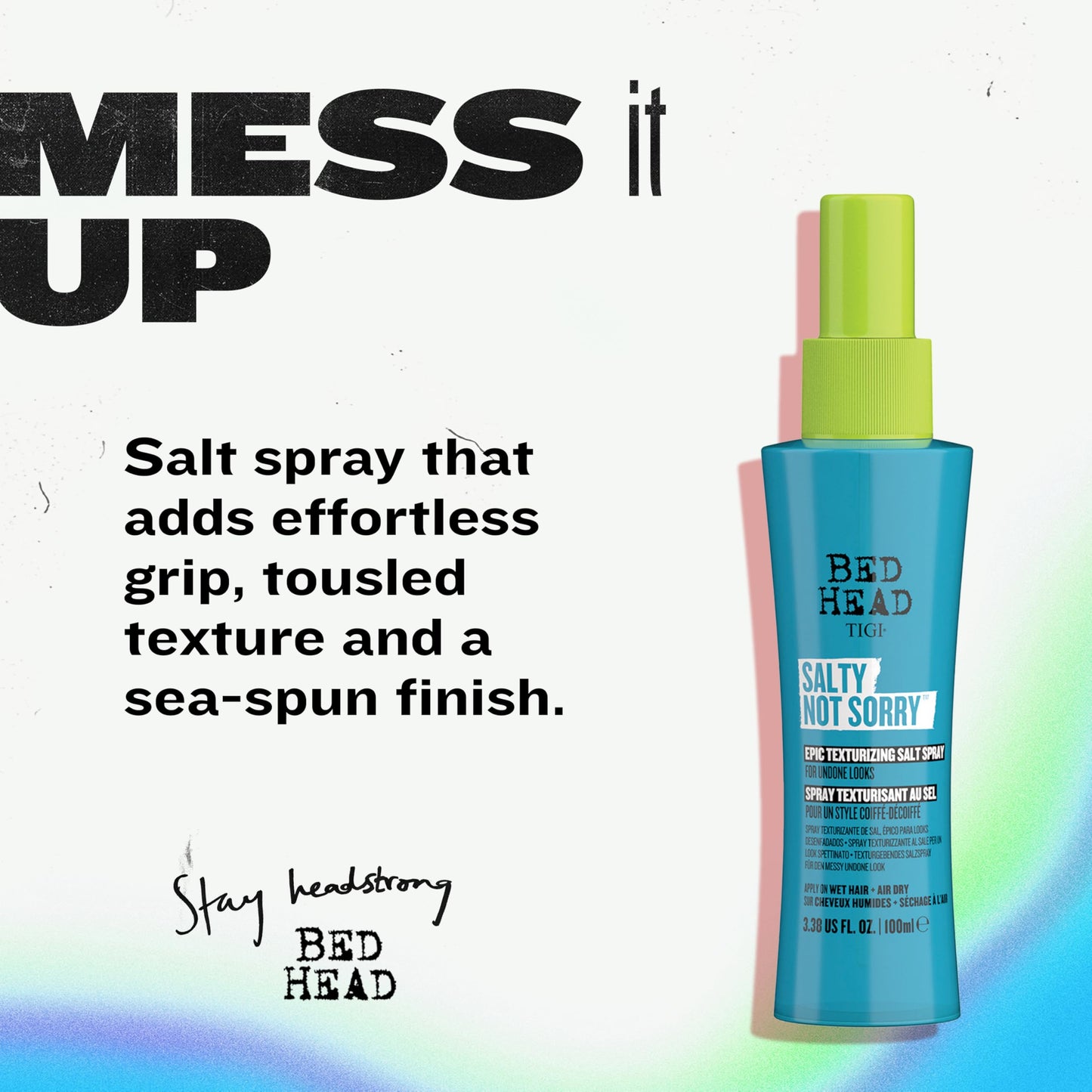 Bed Head by TIGI Salty Not Sorry Texturizing Salt Spray for Natural Undone Hairstyles, 3.38 fl oz