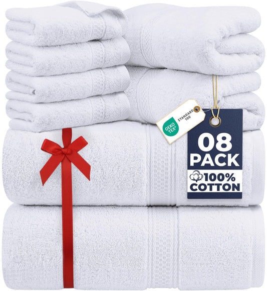Utopia Towels 8 Piece Luxury Towel Set - Majestic Plush, Super Absorbent & Quicker-to-Dry, Thick 100% Ring Spun Cotton Towels for Bathroom, Spa…