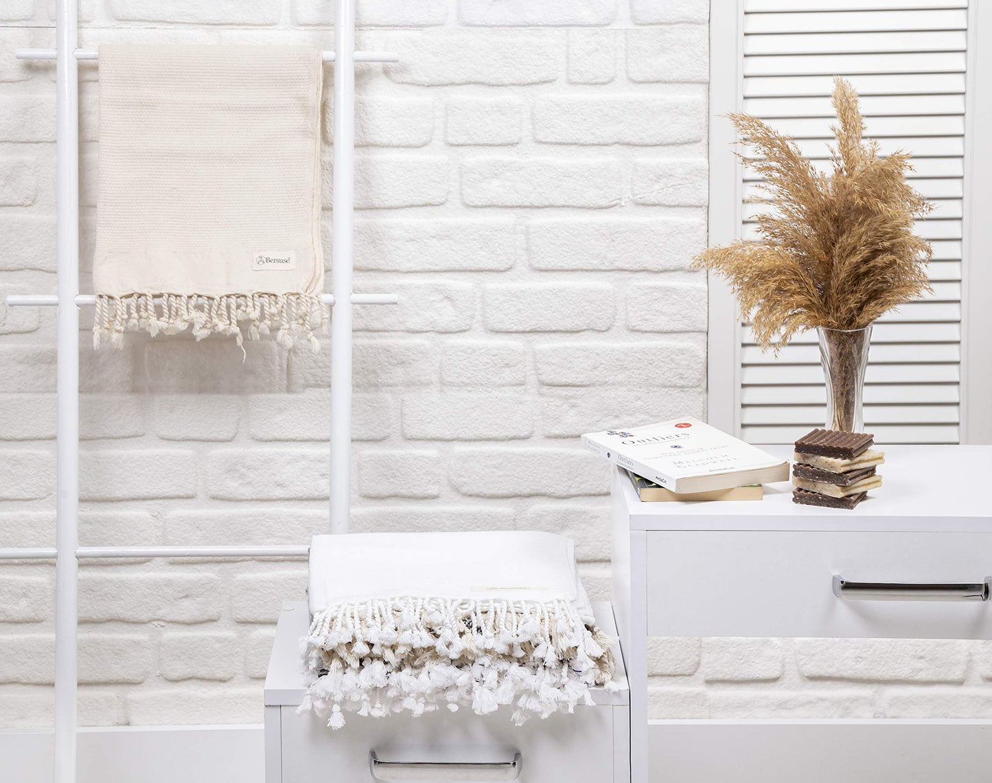 Bersuse 100% Cotton Laodicea Bathroom Hand Towels - Turkish Towels, Absorbent Soft Gentle Quick-Drying Cotton - Hair, Face, Hand, Kitchen Tea Towel…