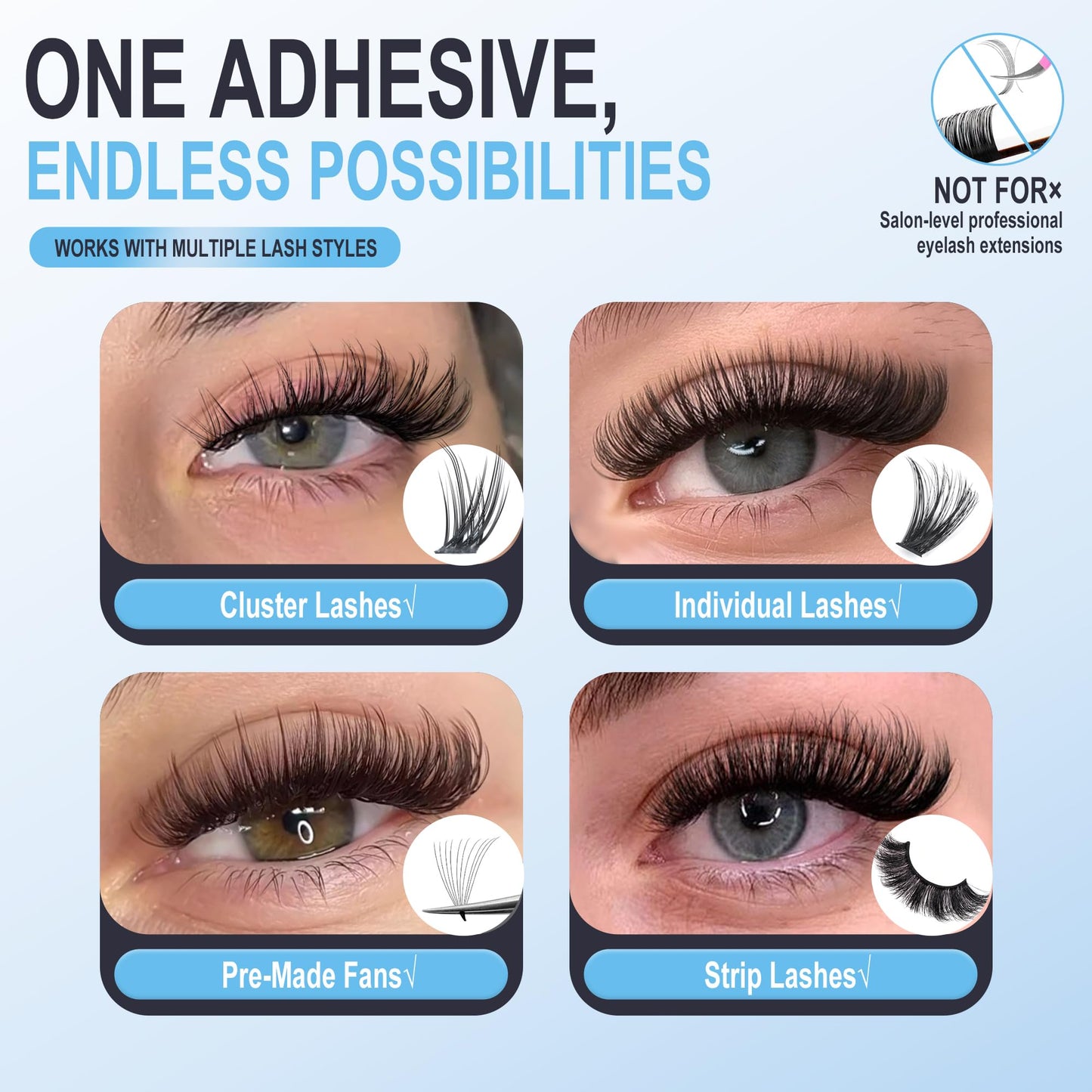 Waterproof Lash Cluster Glue for Sensitive Eyes, Hypoallergenic Lash Bond and Seal for Shower Sleep Workout & Washing, 72H Long Lasting Eyelash Beauty and Personal Care LANKIZ