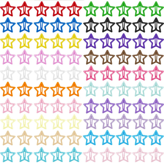 Star Hair Clips Multiple Colors Snap Hair Barrettes Non Slip Star Hair Accessories Metal Hair Clips for Girls Women -100PCS 1.18" Beauty and Personal Care SAOROPEB Default Title