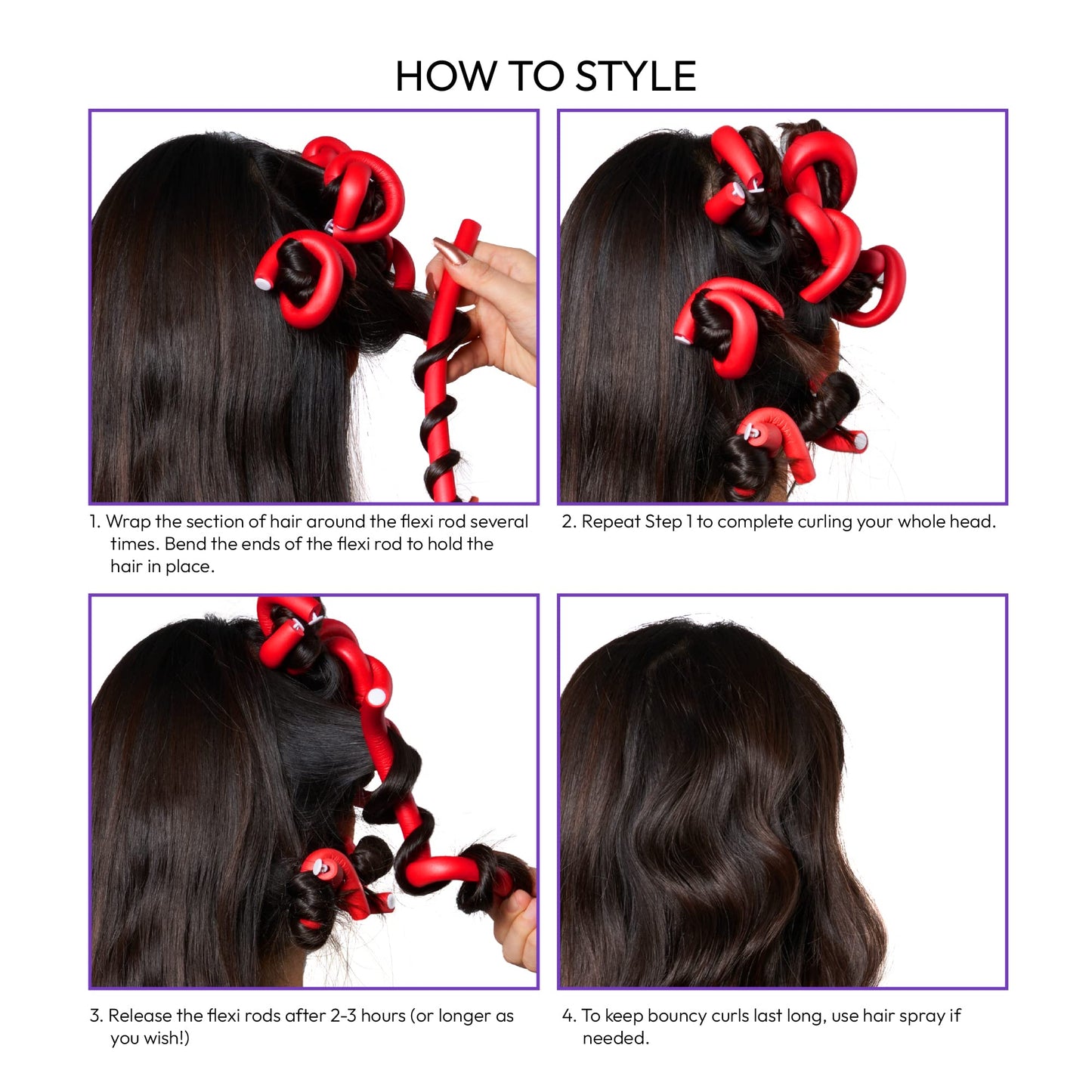 Red by Kiss 30 PCS Flexi Rods, Flexible Curling Rods, Twist Foam Hair Rollers, No Heat Hair Curlers 10" Sets