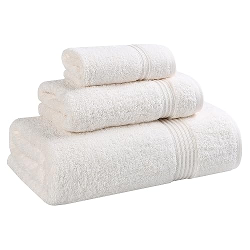 Superior Egyptian Cotton 3-Piece Towel Set, Basic Towels For Bathroom, Home Decor, Guest Bath, Shower, Apartment, Included 1 Face, 1 Hand, 1 Bath…
