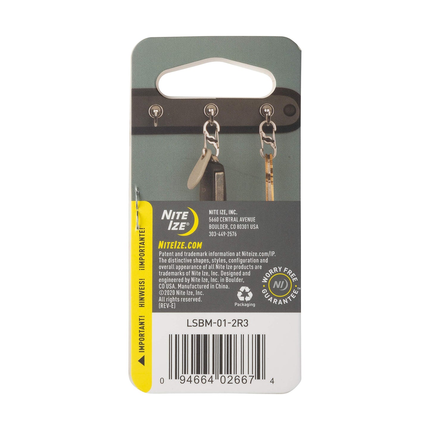 Nite Ize S-Biner MicroLock Stainless Steel - S-Biner with Locking Dual Sided Gates - Keep Keys Secure with Carabiner Key Holder - Black (2 Pack)