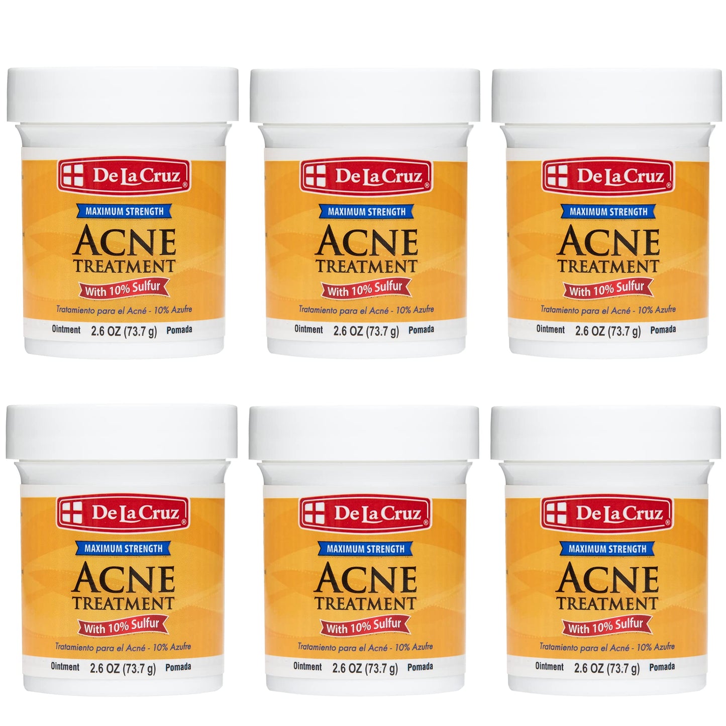 De La Cruz 10% Sulfur Ointment - Cystic Acne Treatment for Face & Body - Daily 10 Min Spot Treatment Mask -Safe & Effective Game Changing Hormonal