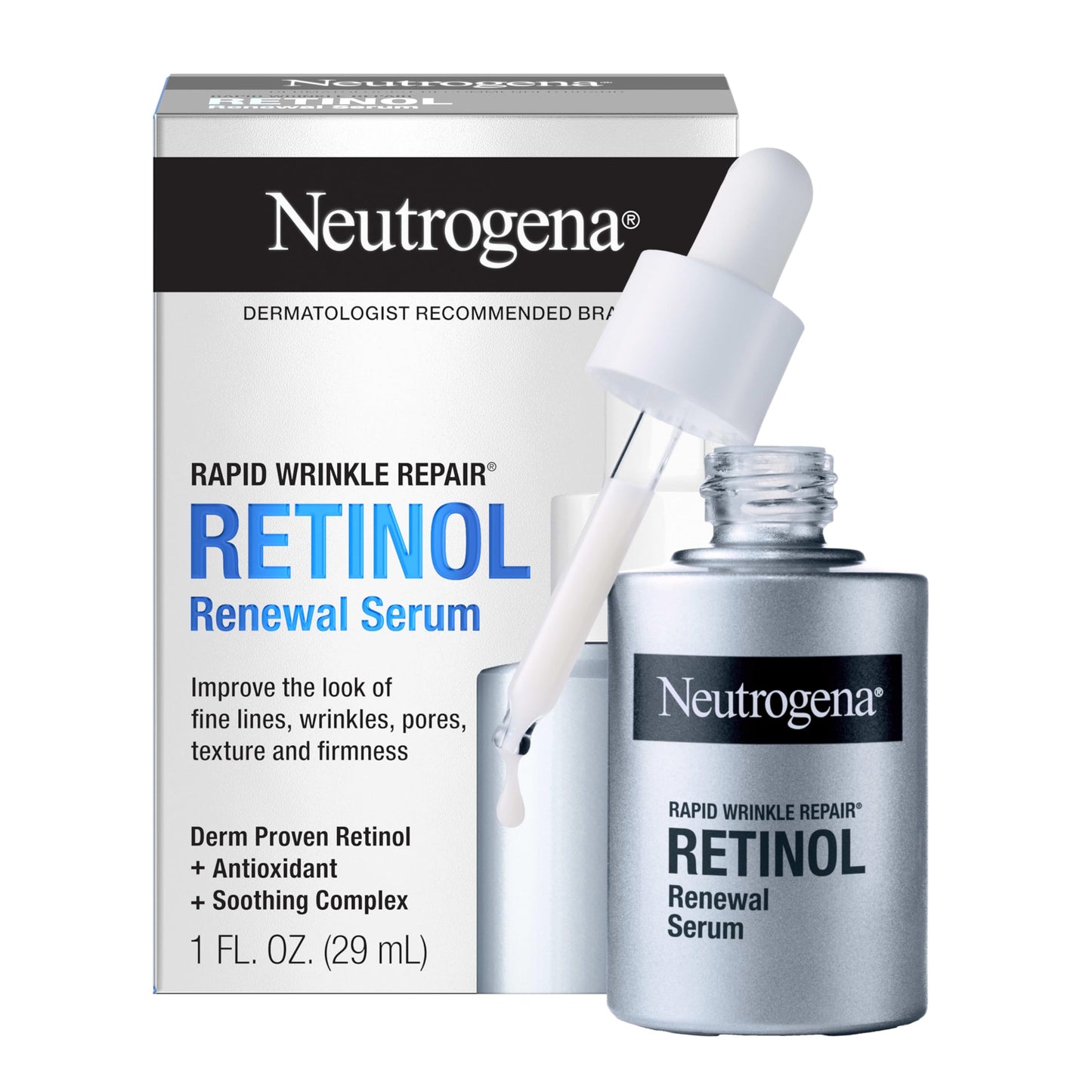 Neutrogena Rapid Wrinkle Repair Retinol Renewal Serum, Lightweight Anti-Aging Facial Serum with Pure Retinol & Antioxidants to Improve Wrinkles