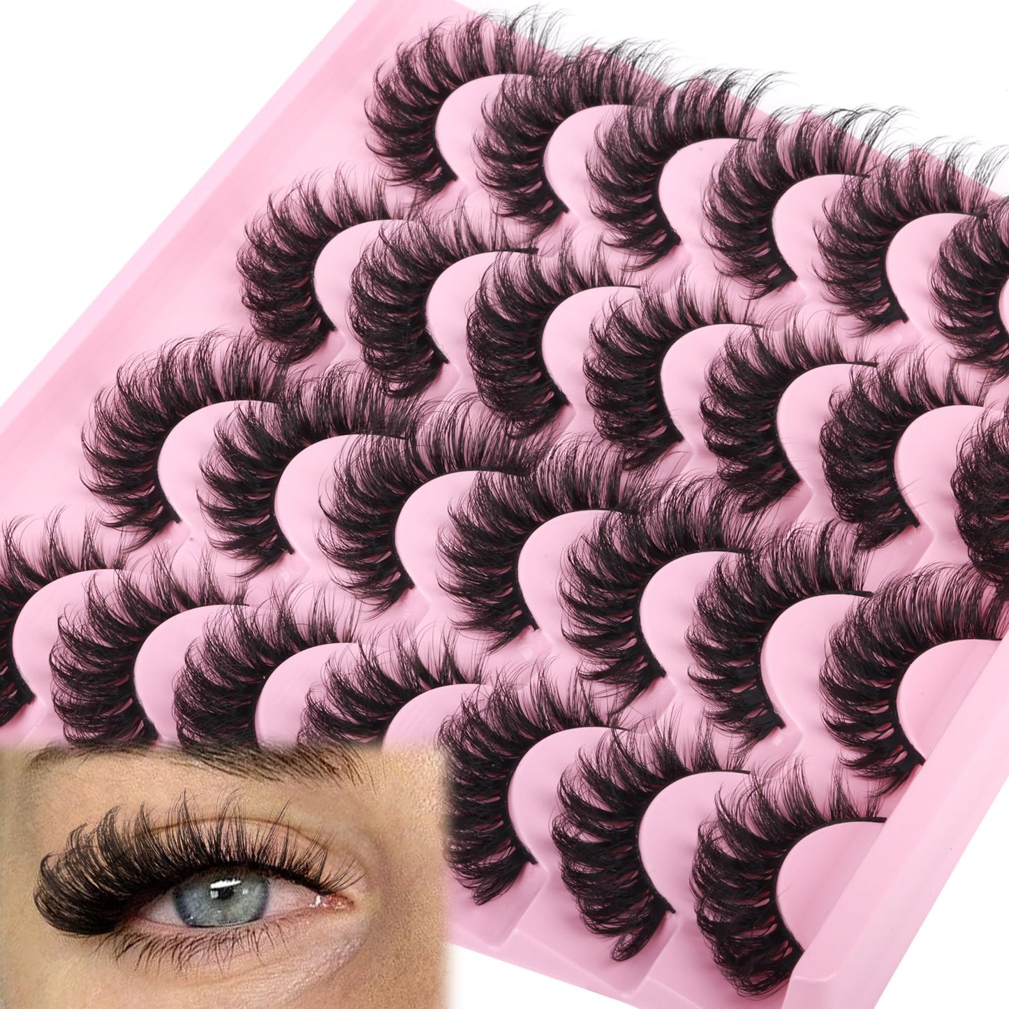 Zanlufly False Eyelashes Russian Strip Cat Eye Faux Mink D Curl Fluffy Fake Lashes Look Like Extension Long Strip Wispy Beauty and Personal Care zanlufly Default Title