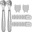24 Pieces Callus Shaver Set, 20 Replacement Slices Blades 2 Callus Shavers and 2 Foot File Head Foot Care Tools Steel Handle Hard Skin Remover