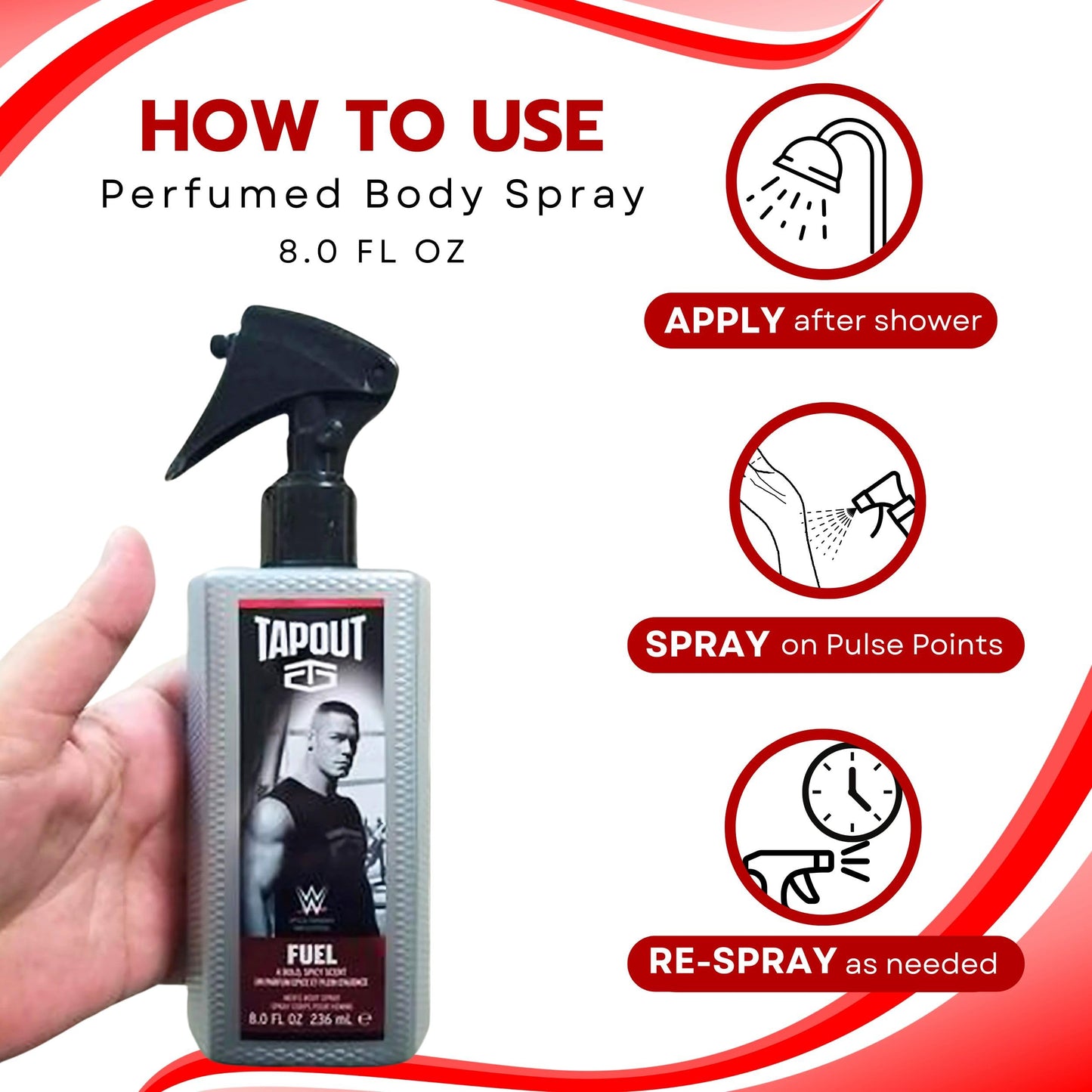 Tapout Fuel Body Spray Perfume for Men Refreshing Fragrance, 8 oz