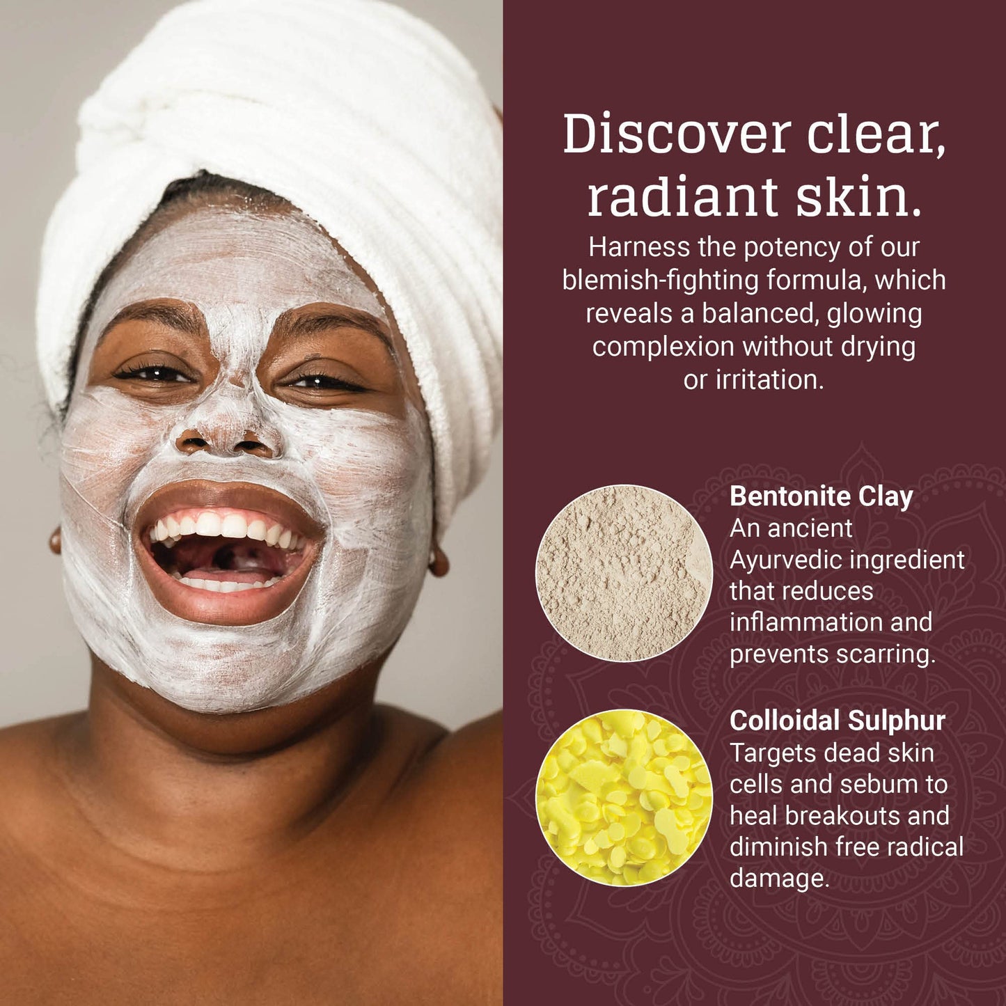 AVYA Hydroveda Essentials Daily Detox Clay Mask (1.7oz) - Bentonite Clay Treatment for Blemishes & Calming Camphor for Inflammation/Remove Impurities