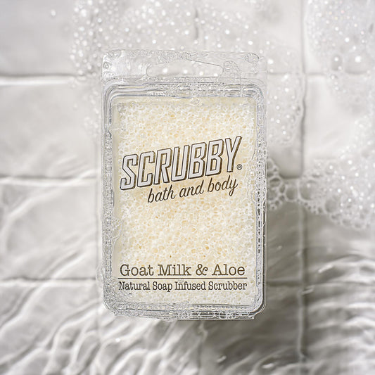 Scrubby Soap - Goats Milk & Aloe - Scented Natural Soap Infused Scrubber - Exfoliating and Hydrating Bath & Body Bar Beauty & Personal Care Scrubby