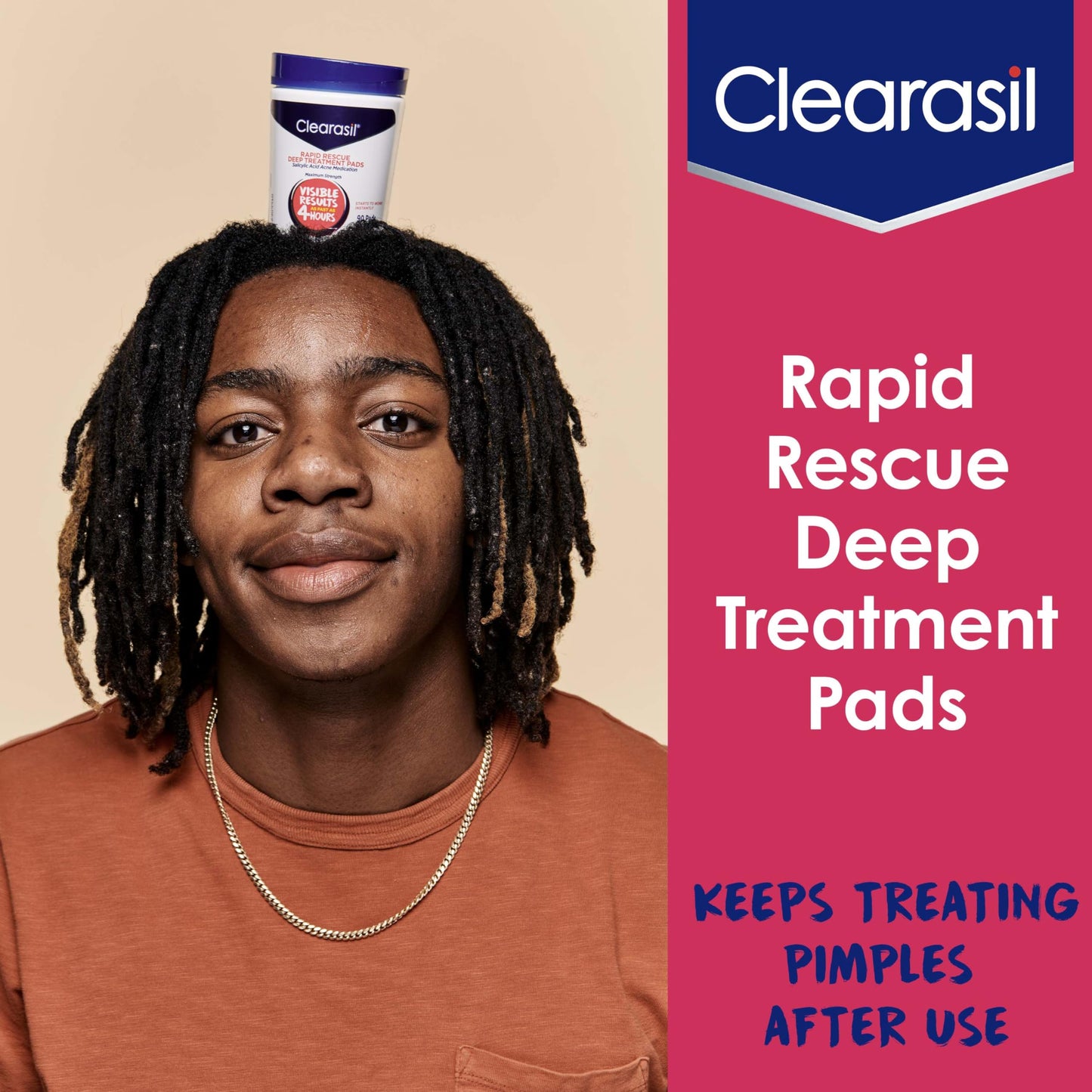 Clearasil Rapid Rescue Deep Treatment Acne Face Pads, Maximum Strenght with 2% Salicylic Acid Acne Treatment Medicine, 90 Count Beauty and Personal Care Clearasil