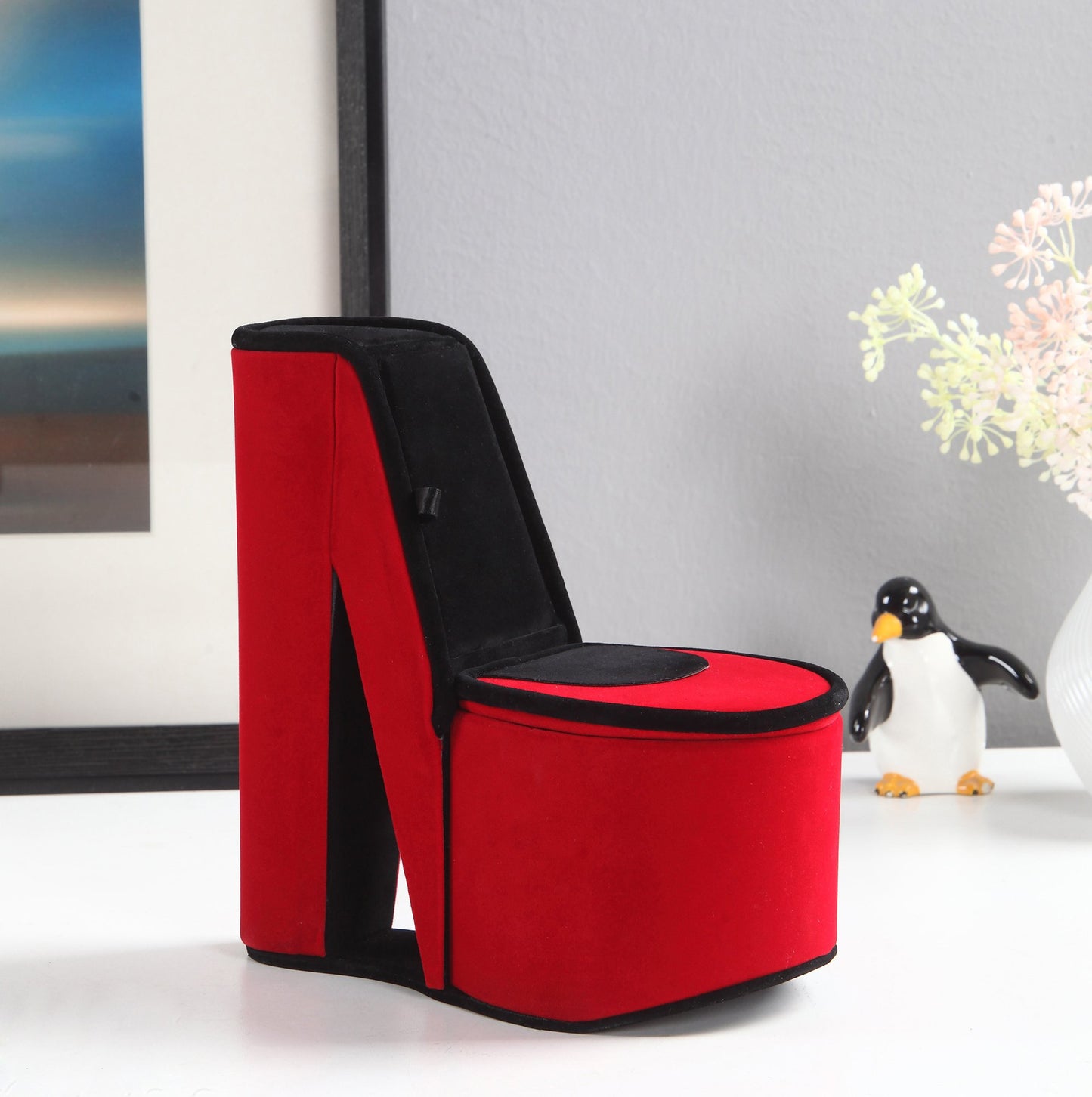 ORE International HBB1832 High Heel Shoe Hidden Jewelry Box, Red Velvet, 9"