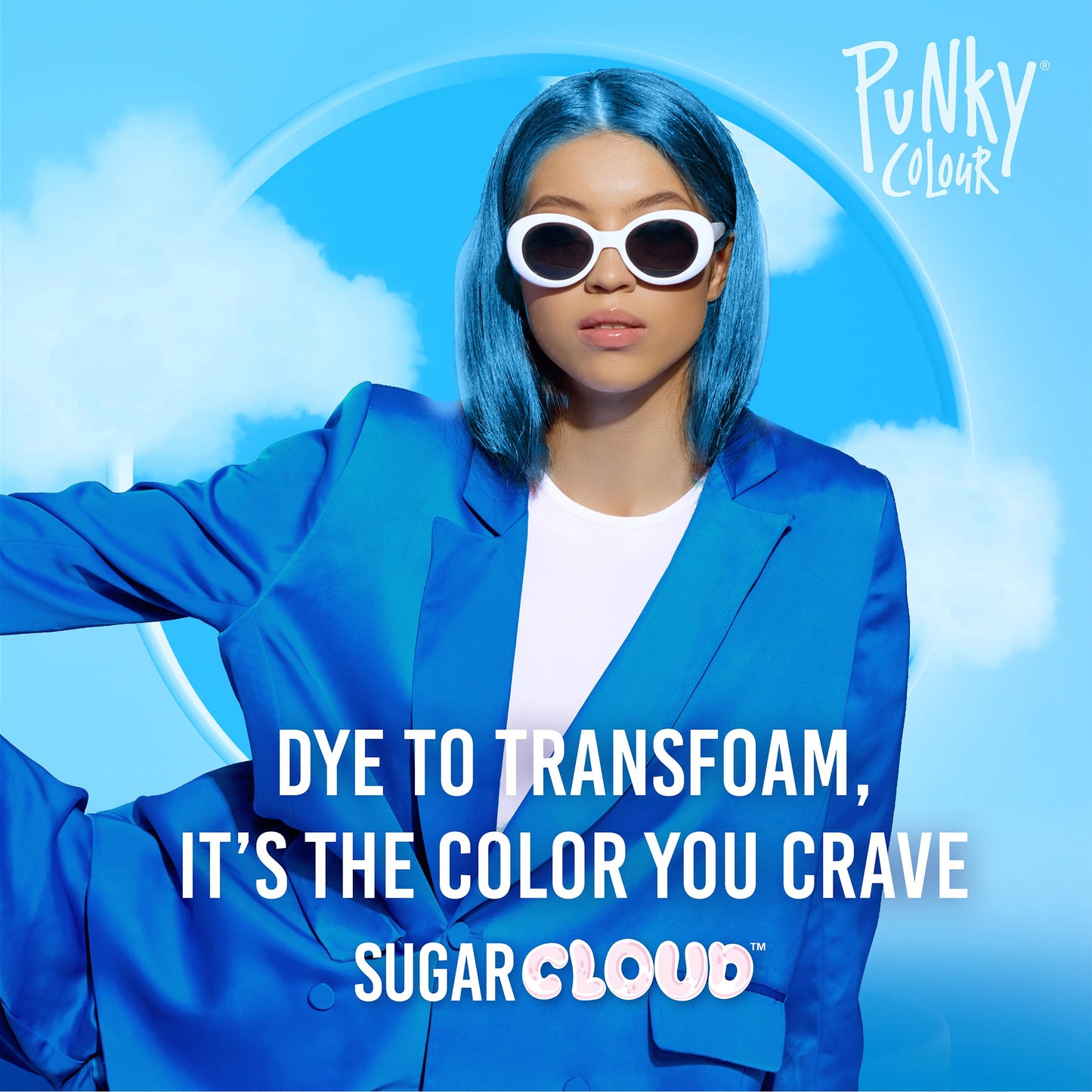 Punky Colour Sugar Cloud Jawbreaker - Semi-Permanent Foaming Hair Color, Vibrant Blue Foam Hair Dye for Bleached or Lightened Tones, 6 fl oz