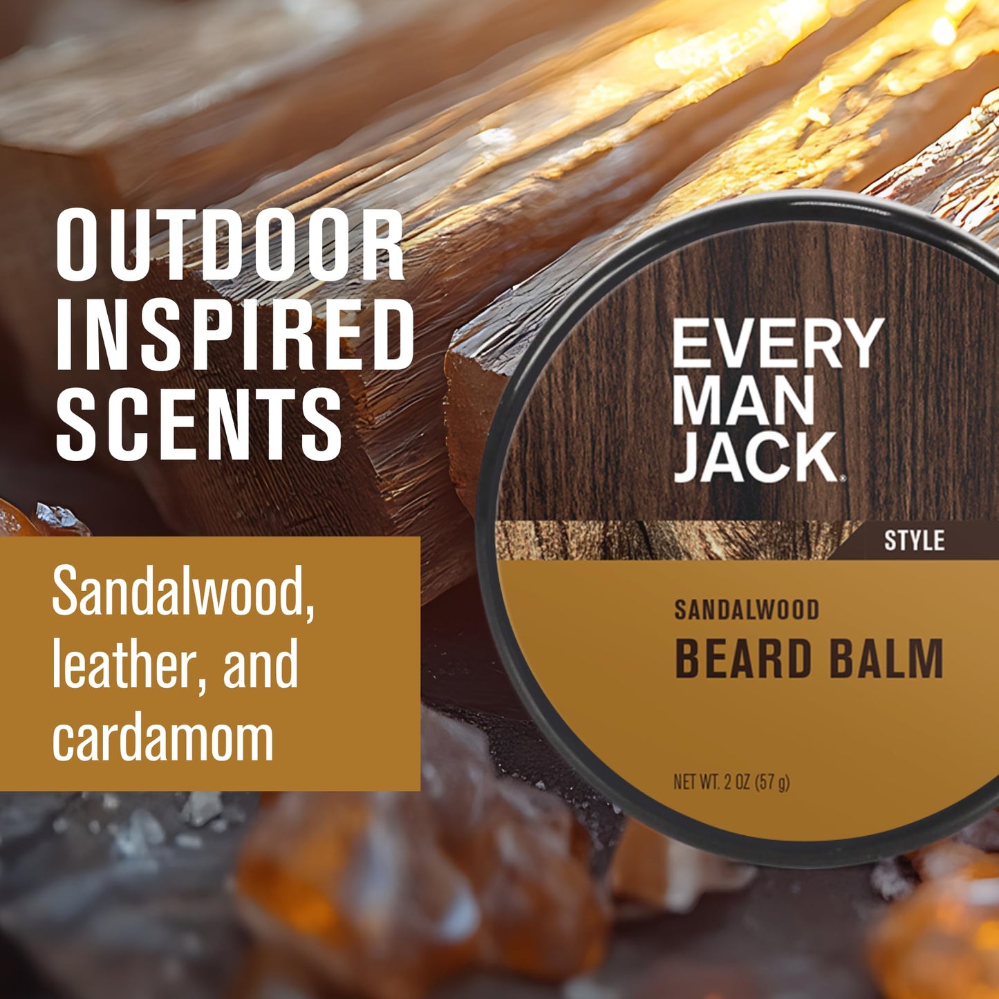 Every Man Jack Beard Styling Balm - Light Sandalwood Scent - Moisturize, Strengthen, & Style Your Beard - Medium Hold - Naturally Derived Ingredients Beauty and Personal Care Every Man Jack