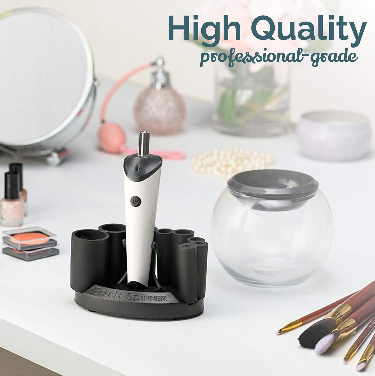 Luxe Electric Makeup Brush Cleaner Machine with Cleaning Solution - USB Charging Station, Automatic Brush Washer and Dryer - 3 Adjustable Speeds