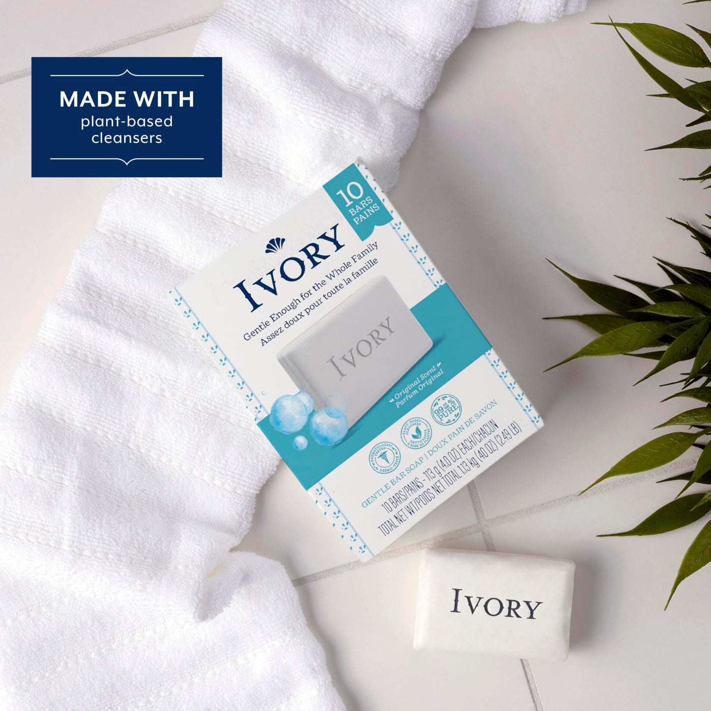 Ivory Gentle Bath Bar Soap, Safe for Entire Family, Free of Dyes and Heavy Perfumes, Original Scent, 4 oz (10 Count) Beauty & Personal Care Ivory