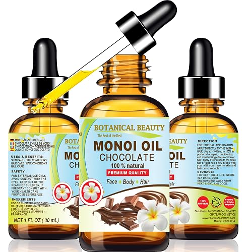 Botanical Beauty MONOI OIL Chocolate. Frangipani flowers in Coconut Oil with Chocolate aroma. 100% Natural Pure for FACE, SKIN, BODY, HAIR, NAILS