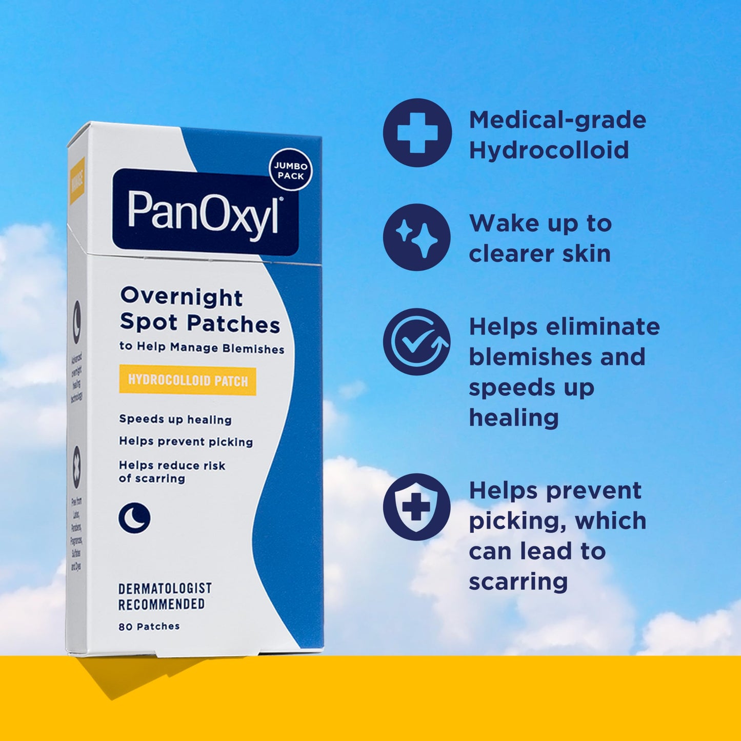 PanOxyl PM Overnight Spot Patches, Advanced Hydrocolloid Healing Technology, Fragrance Free, 80 Count Beauty and Personal Care PanOxyl