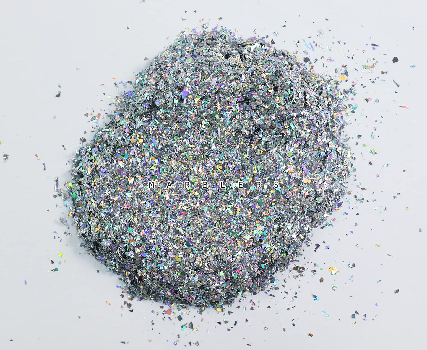 MARBLERS Holographic Face & Body Glitter [Crushed Holo Silver] 0.11oz (3g) | Chunky | Chopped | Flake | Non-Toxic | Cruelty-Free | Festival, Rave