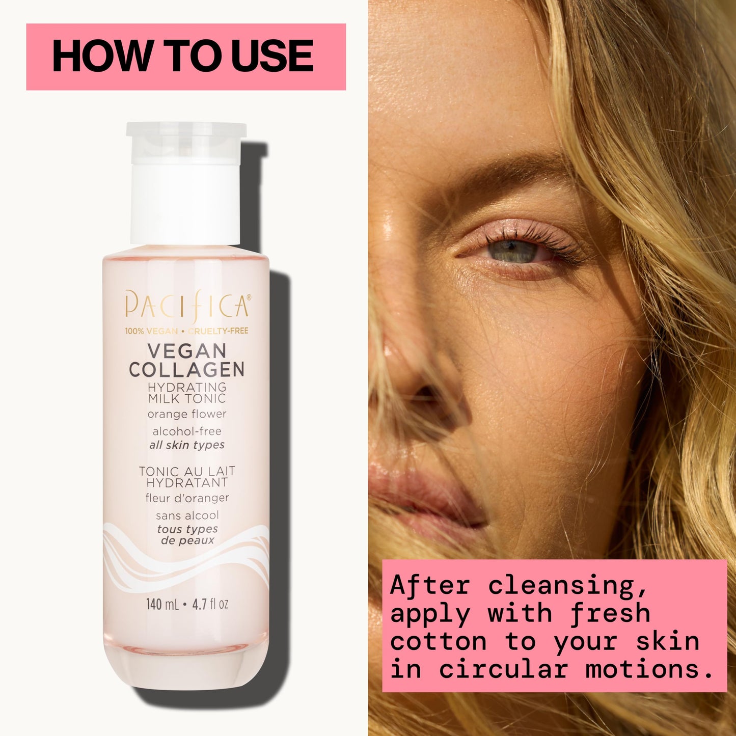 Pacifica Vegan Collagen Hydrating Milk Tonic - Alcohol-Free Milky Toner & Essence Moisturizing Vegan Collagen Face Tonic w/Hyaluronic Acid, Chamomile