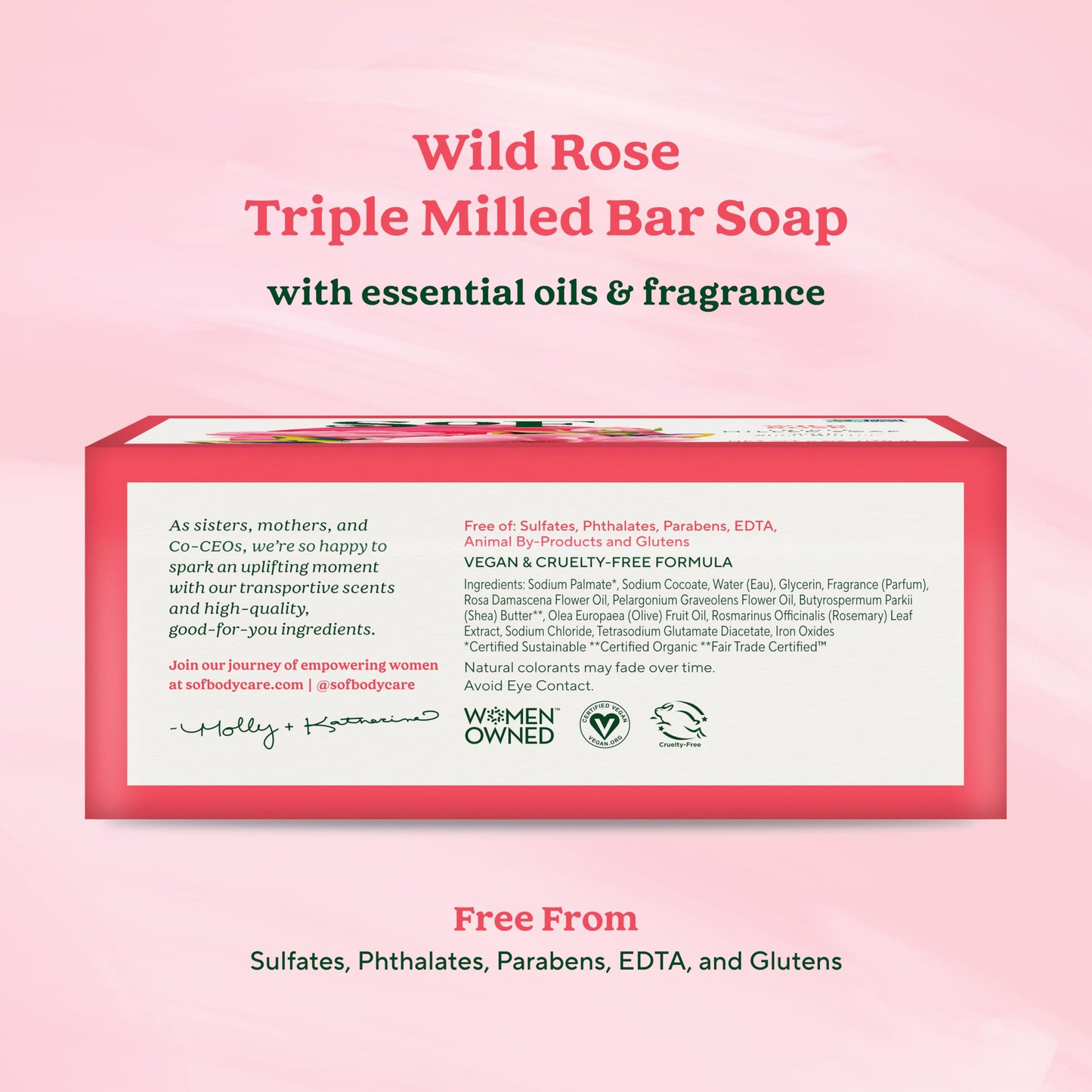 South Of France SoF Triple Milled Bar Soap - With Coconut Oil & Organic Shea Butter- Vegan & Non GMO- Free From Phthalates, Sulfates & Parabens- Wild