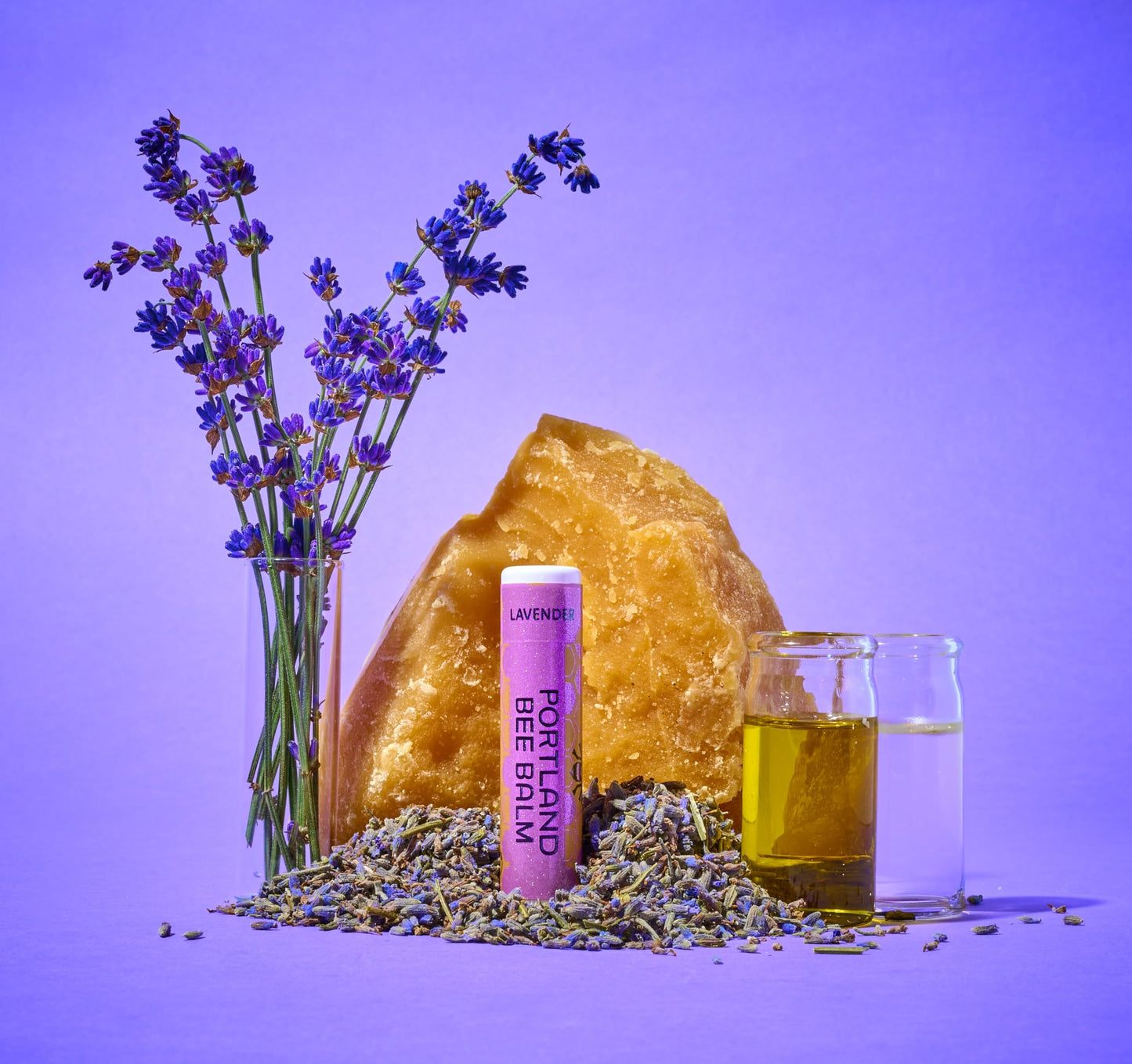 Portland Bee Balm All Natural Handmade Beeswax Based Lip Balm, Lavender 1 Count