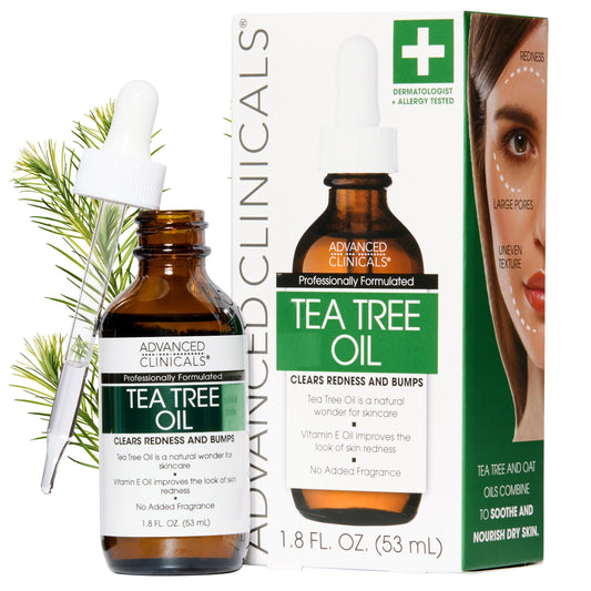 Advanced Clinicals Tea Tree Oil For Skin Facial Serum | Tea Tree Serum For Face With Vitamin E + Botanicals To Help Improve Appearance Of Large Pores