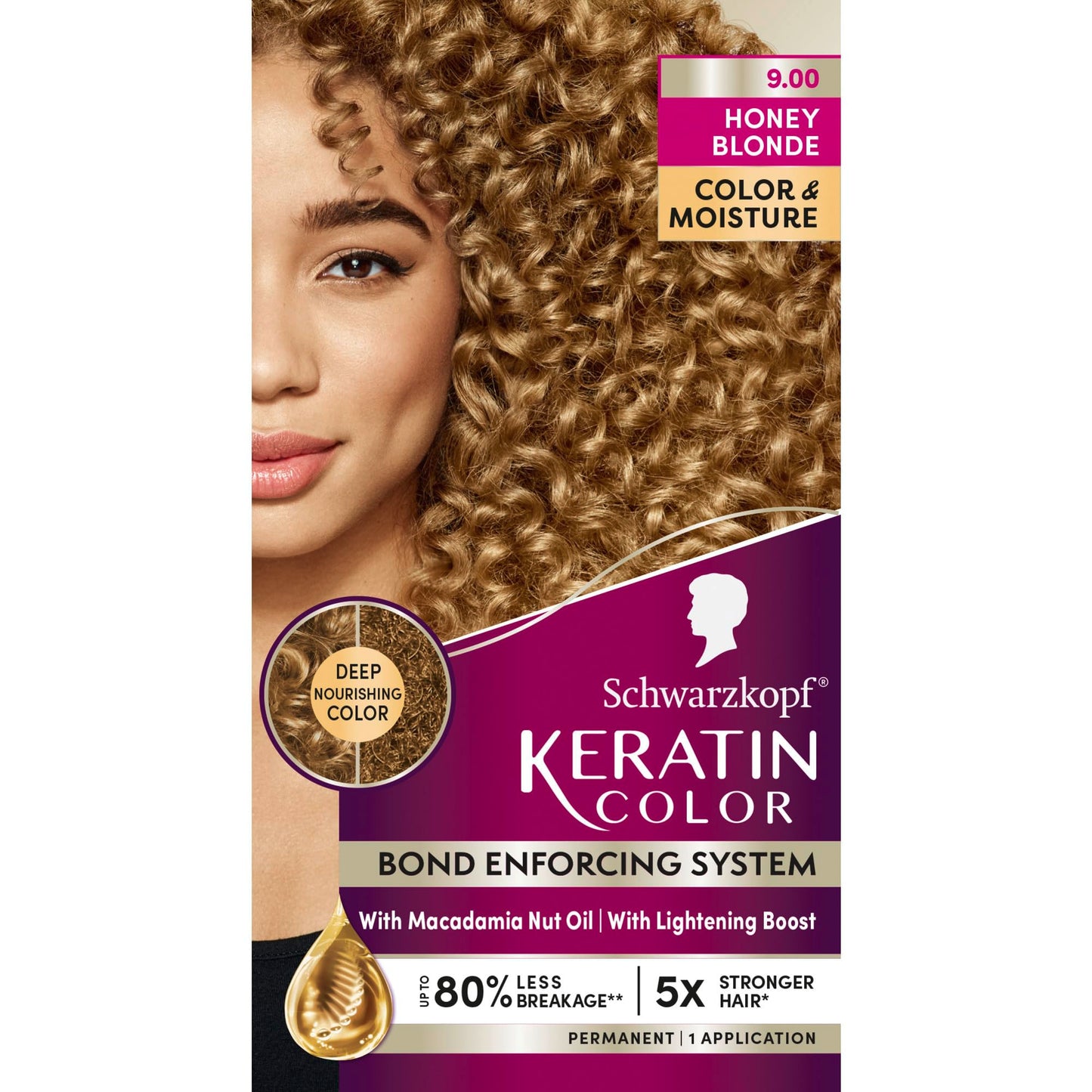 Schwarzkopf Keratin Permanent Hair Dye Cream, 9.0 Honey Blonde, Professional Quality Color for Up to 100% Gray Coverage, Bond Enforcing System