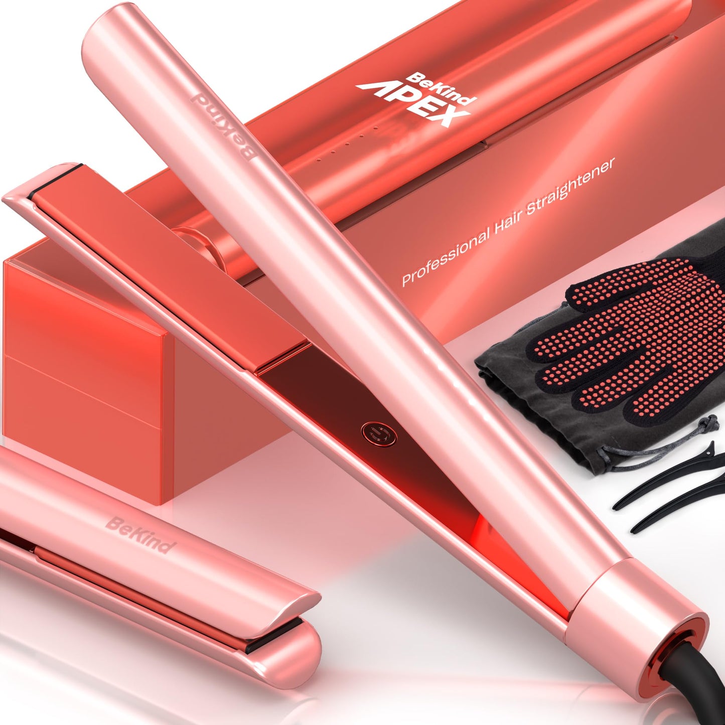 Bekind Apex 2-in-1 Hair Straightener Flat Iron | 1“ 460°F Straightener and Curler for All Hairstyles | UltraSmooth Tech | 15s Fast Heating & Temp