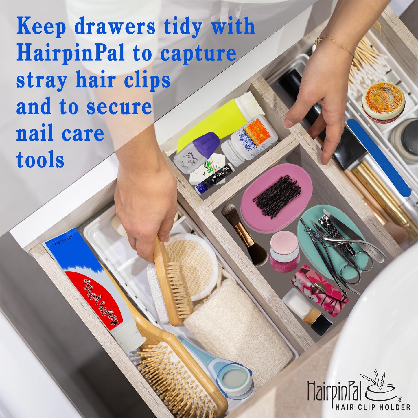 HairpinPal Magnetic Bobby Pin Holder - Easy Hair Clip and Pin Collector - Manage Hair Clips - Keeps Rooms Tidy - Sea Foam Teal - Made in the USA