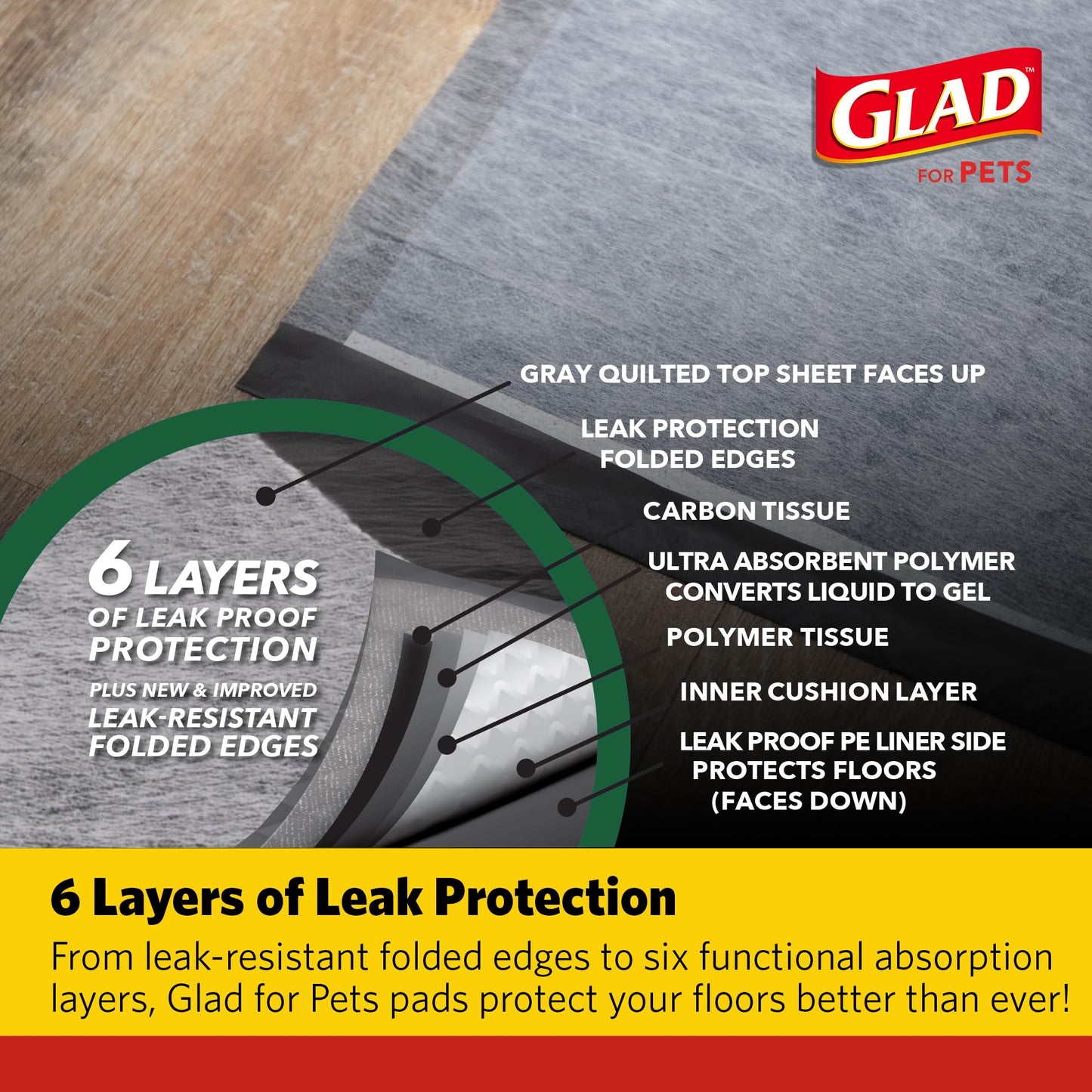 Glad for Pets Extra Large Charcoal Dog Training Pads – Jumbo Absorbent Disposable Pee Pads for Dogs, Cats & Puppies, Neutralize Urine Instantly, 30 Count